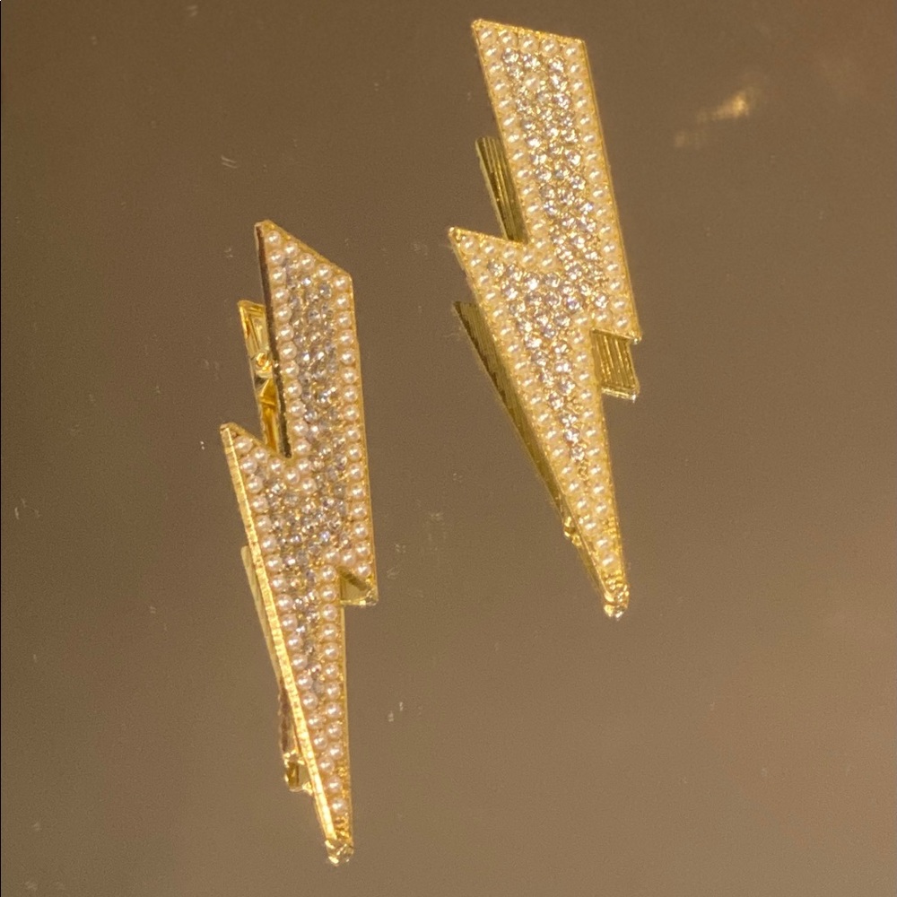 Two Ziggy Stardust like Lightning Hair Clips